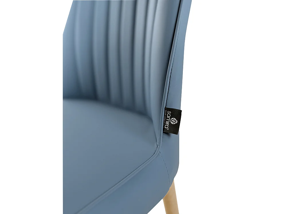 Sedia da pranzo imbottita in ecopelle blu avio – Francine (2 Pz.)