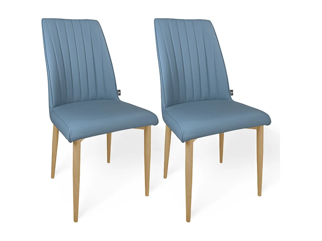 Sedia da pranzo imbottita in ecopelle blu avio – Francine (2 Pz.)