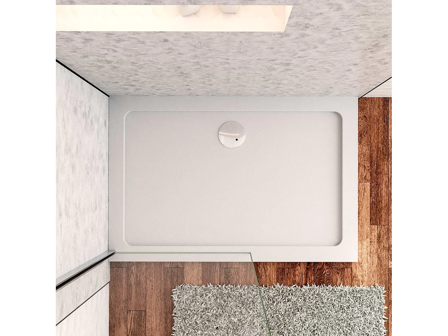 Aica receveur de douche Blanc Rectangulaire 90x76x3cm,bac à douche Avec une bonde Design ultra-mince,antidérapant,en marbre minéral et mixte résine