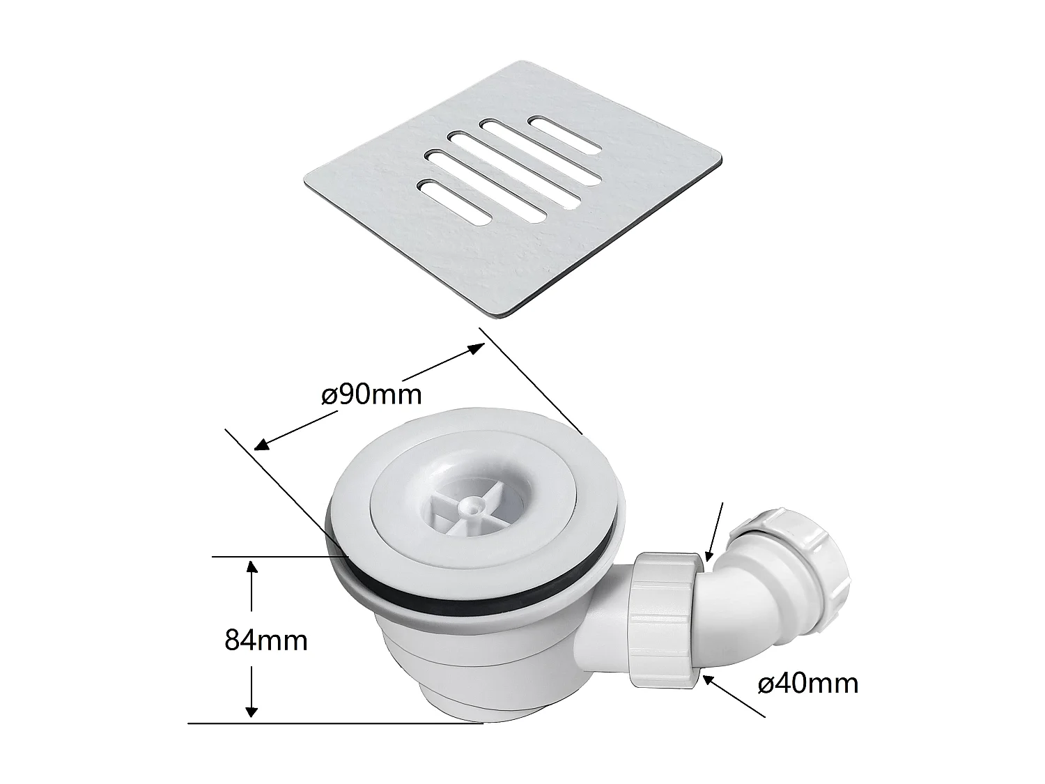 Aica receveur de douche Rectangulaire 140x90x3cm,Extra plat Blanc antidérapant ,Receveur extra-plat à poser ou à encastrer,avec une grille en ABS