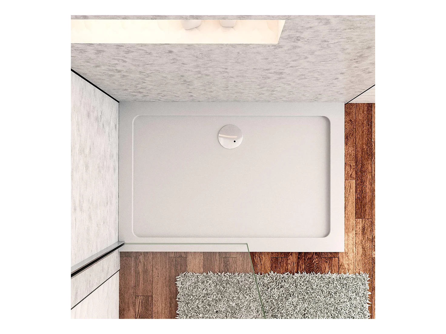 Aica receveur de douche Blanc Rectangulaire 150x80x3cm,bac à douche Avec une bonde Design ultra-mince,antidérapant,en marbre minéral et mixte résine