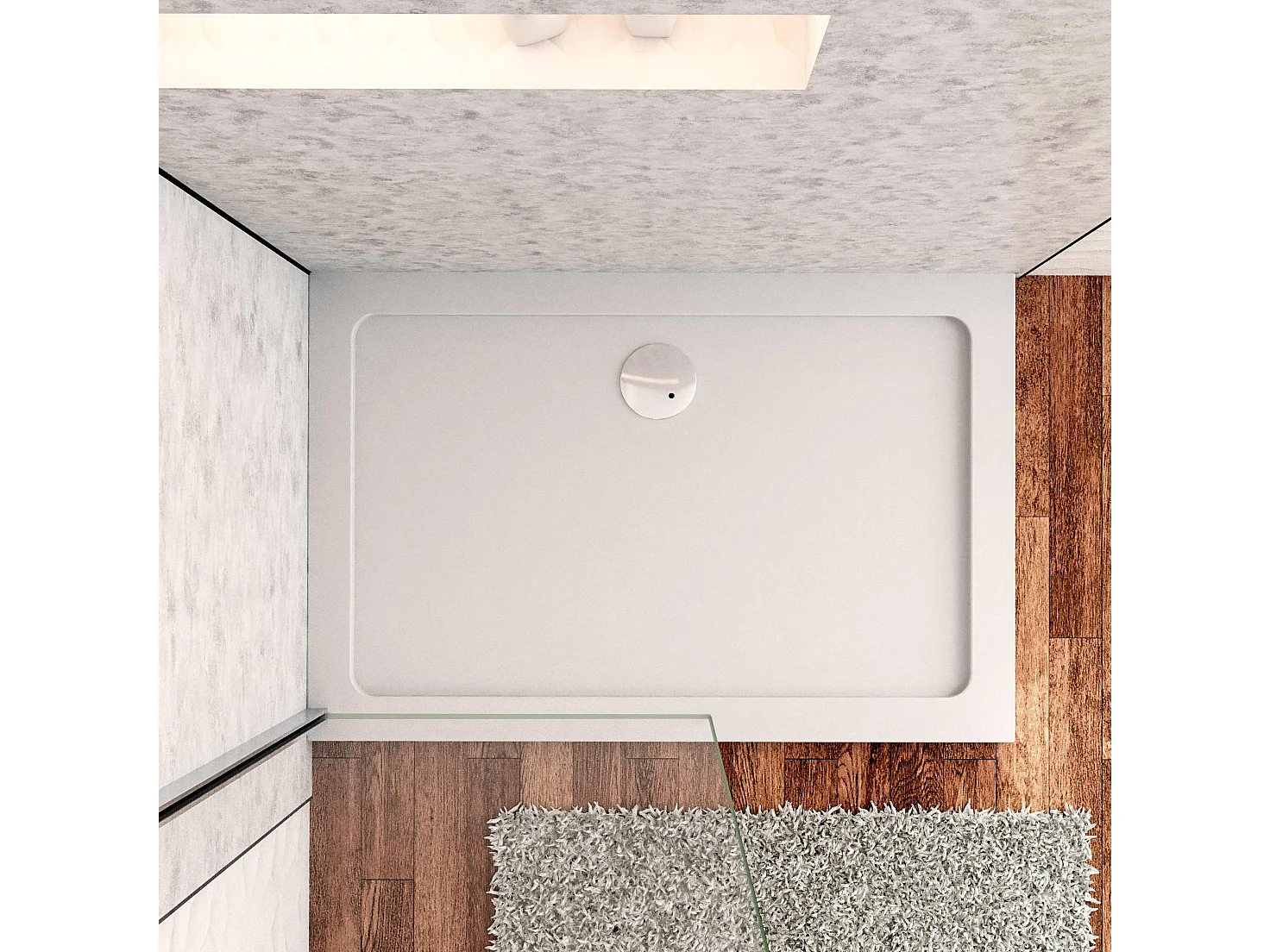 Aica receveur de douche Blanc Rectangulaire 150x80x3cm,bac à douche Avec une bonde Design ultra-mince,antidérapant,en marbre minéral et mixte résine