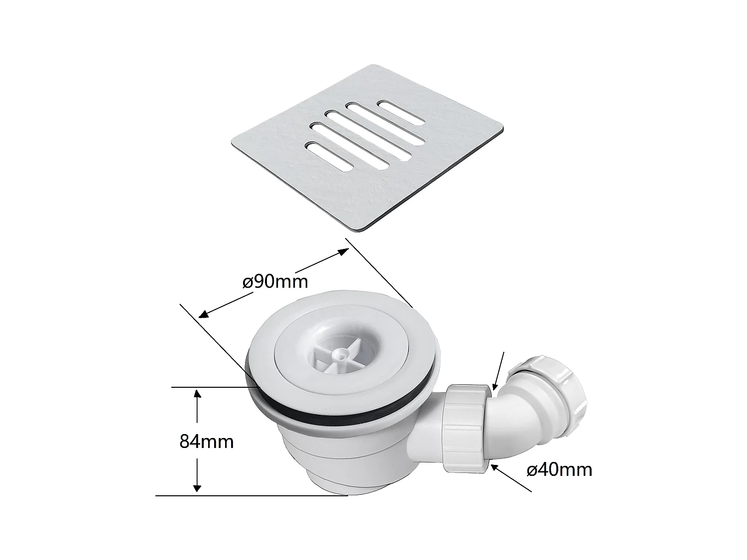 Aica receveur de douche carré Blanc 80x80x3cm，Extra plat antidérapant,Receveur extra-plat à poser ou à encastrer avec une grille en ABS