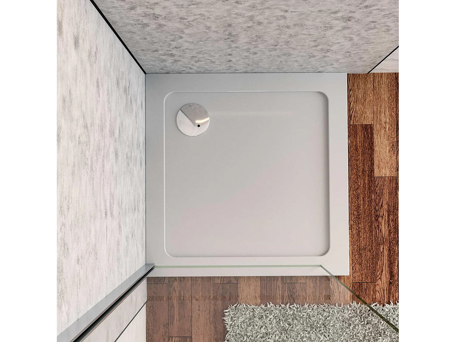 Aica receveur de douche carré Blanc 70x70x3cm,bac à douche Avec une bonde Design ultra-mince,en marbre minéral et mixte résine,Modèle Classique