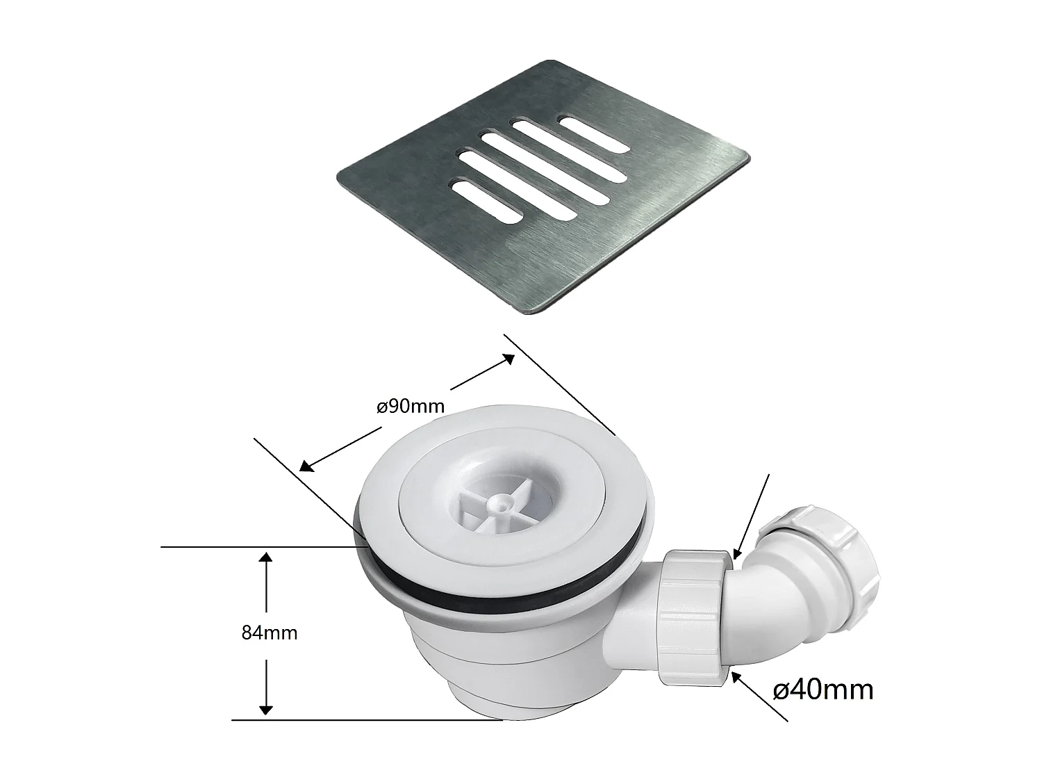 Aica receveur de douche Rectangulaire 120x90x3cm,Extra plat Blanc antidérapant ,Receveur extra-plat à poser ou à encastrer,avec une grille en inox