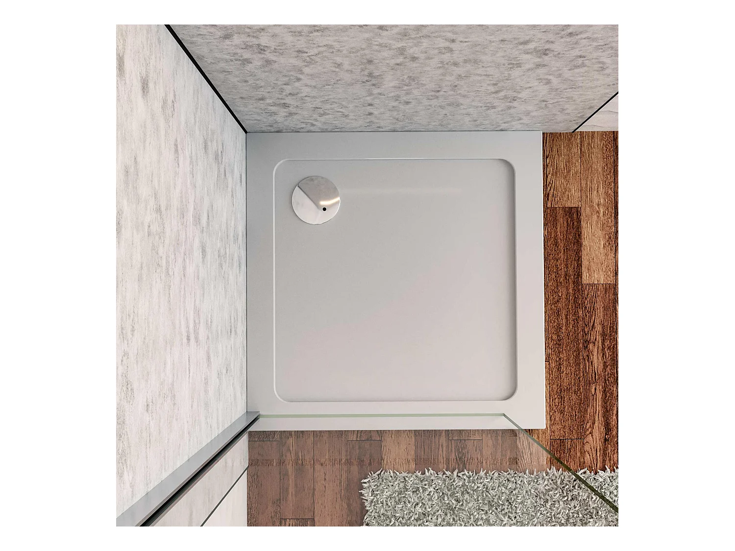 Aica receveur de douche carré Blanc 90x90x3cm,bac à douche Avec une bonde Design ultra-mince,en marbre minéral et mixte résine,Modèle Classique