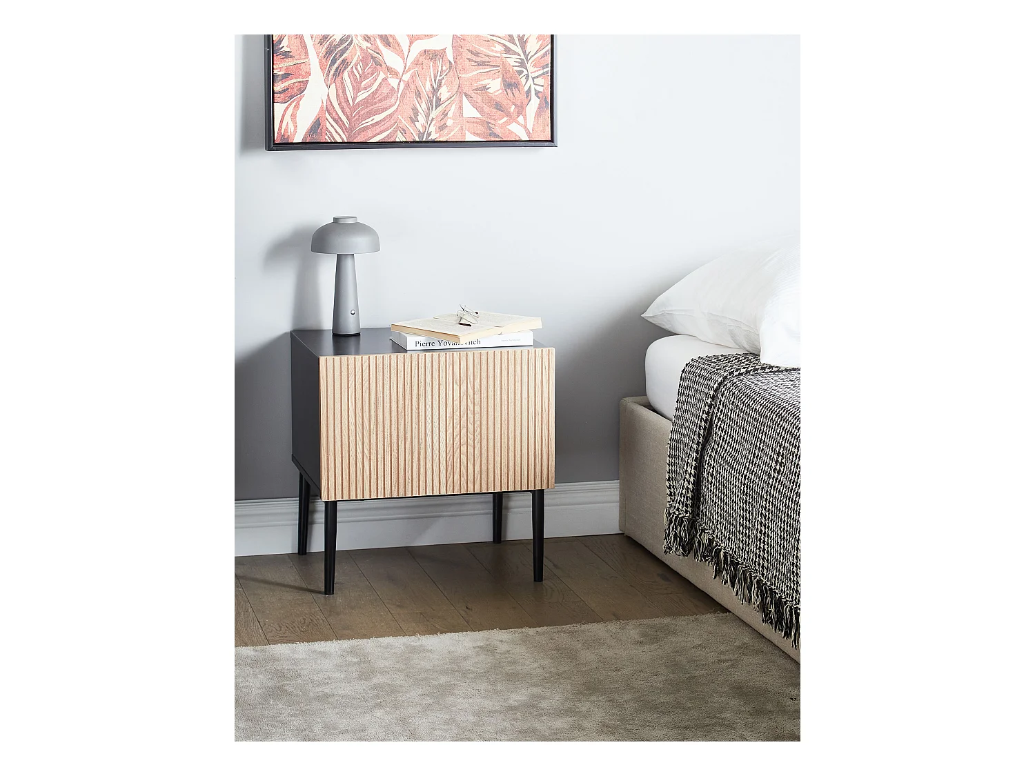 Table de chevet BLYTHE Frêne naturel Noir