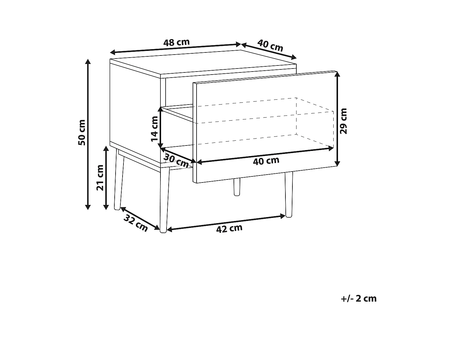 Table de chevet BLYTHE Frêne naturel Noir