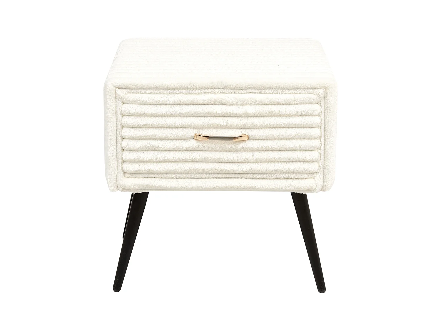 Table de nuit à 1 tiroir FLAYAT Velours côtelé Blanc cassé