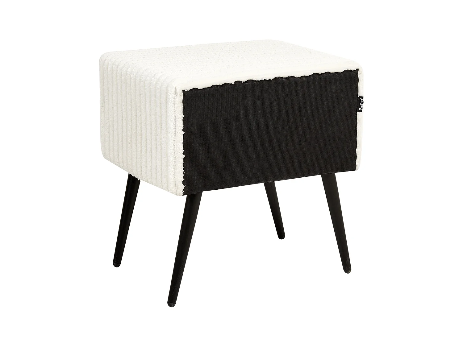 Table de nuit à 1 tiroir FLAYAT Velours côtelé Blanc cassé