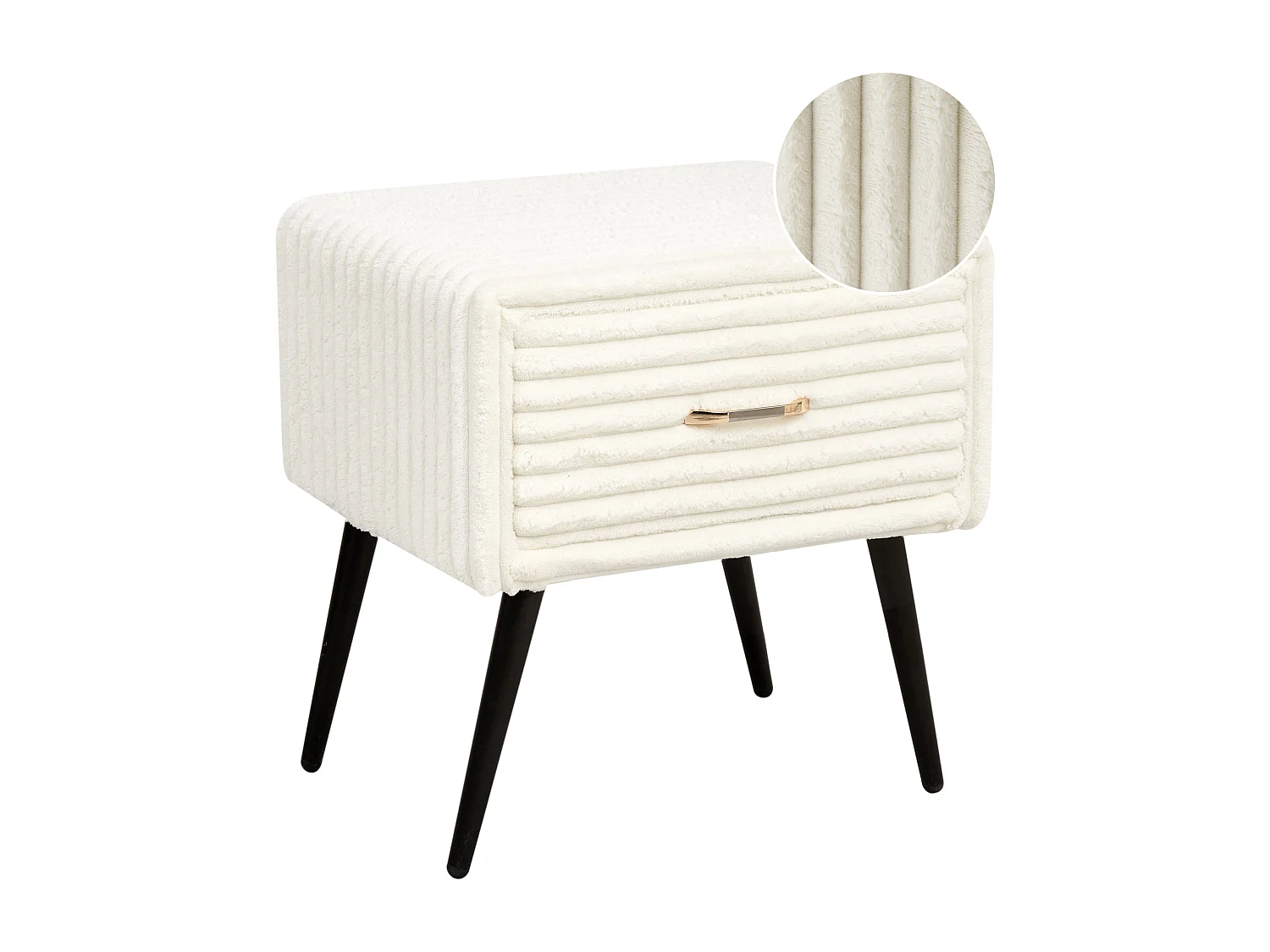 Nachttisch mit 1 Schublade FLAYAT Cord Cremeweiss