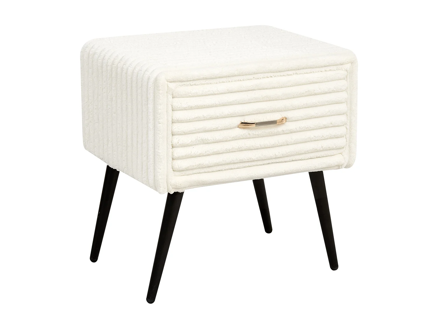 Nachttisch mit 1 Schublade FLAYAT Cord Cremeweiss