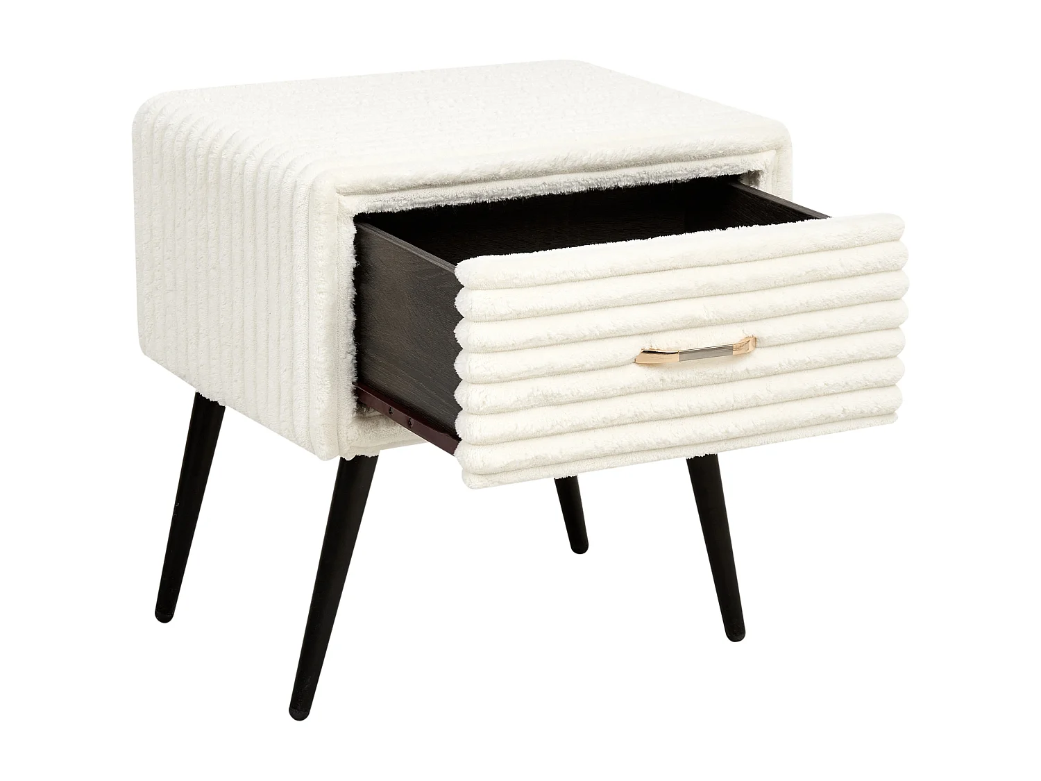 Nachttisch mit 1 Schublade FLAYAT Cord Cremeweiss