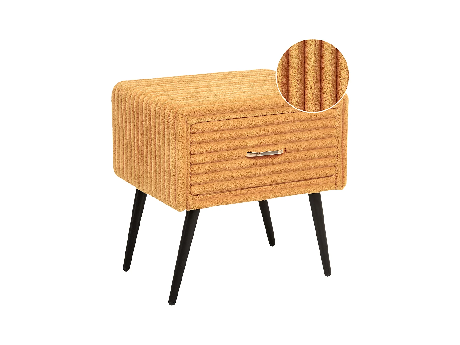 Nachtkastje met 1 lade FLAYAT Corduroy Oranje