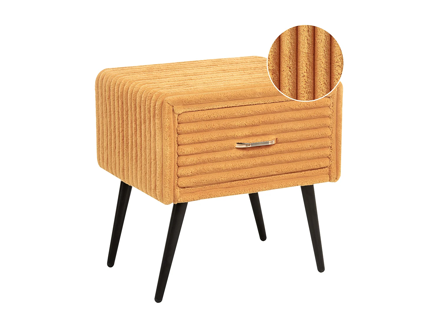 Nachtkastje met 1 lade FLAYAT Corduroy Oranje