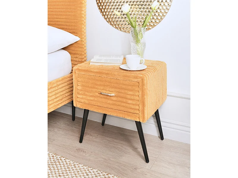 Nachttisch mit 1 Schublade FLAYAT Cord Orange