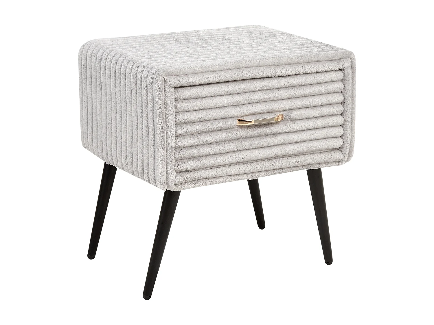 Table de nuit à 1 tiroir FLAYAT Velours côtelé Gris clair