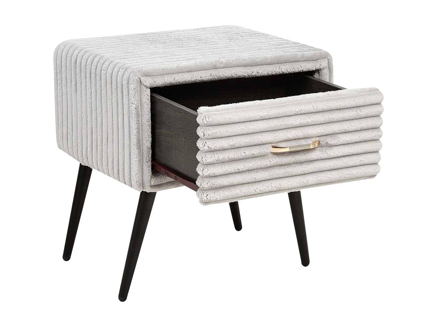 Table de nuit à 1 tiroir FLAYAT Velours côtelé Gris clair