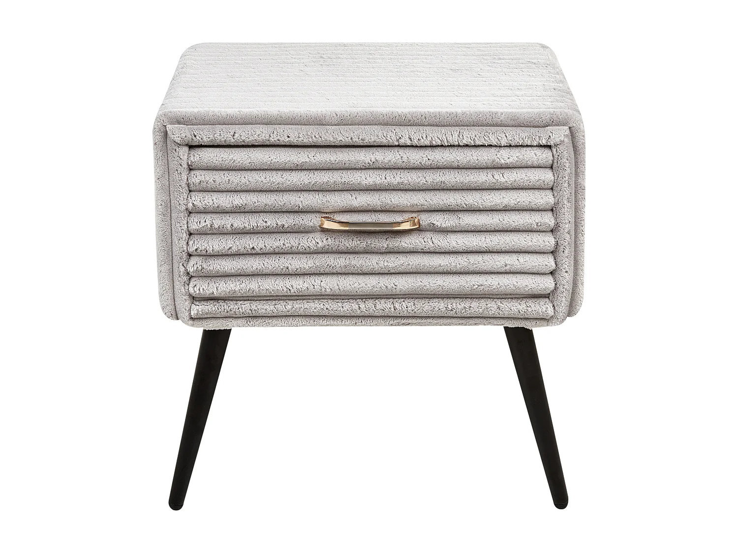 Table de nuit à 1 tiroir FLAYAT Velours côtelé Gris clair
