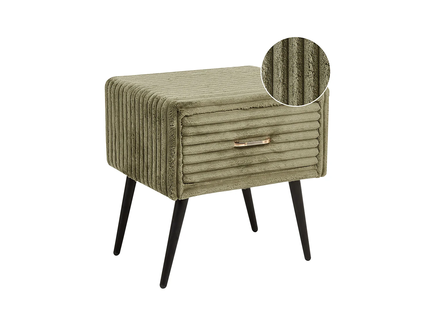 Table de nuit à 1 tiroir FLAYAT Velours côtelé Vert