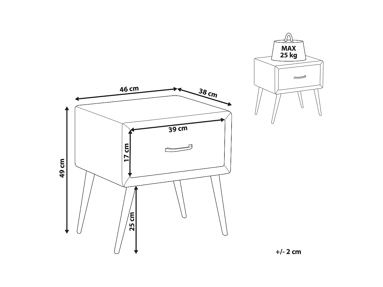 Table de nuit à 1 tiroir FLAYAT Velours côtelé Vert