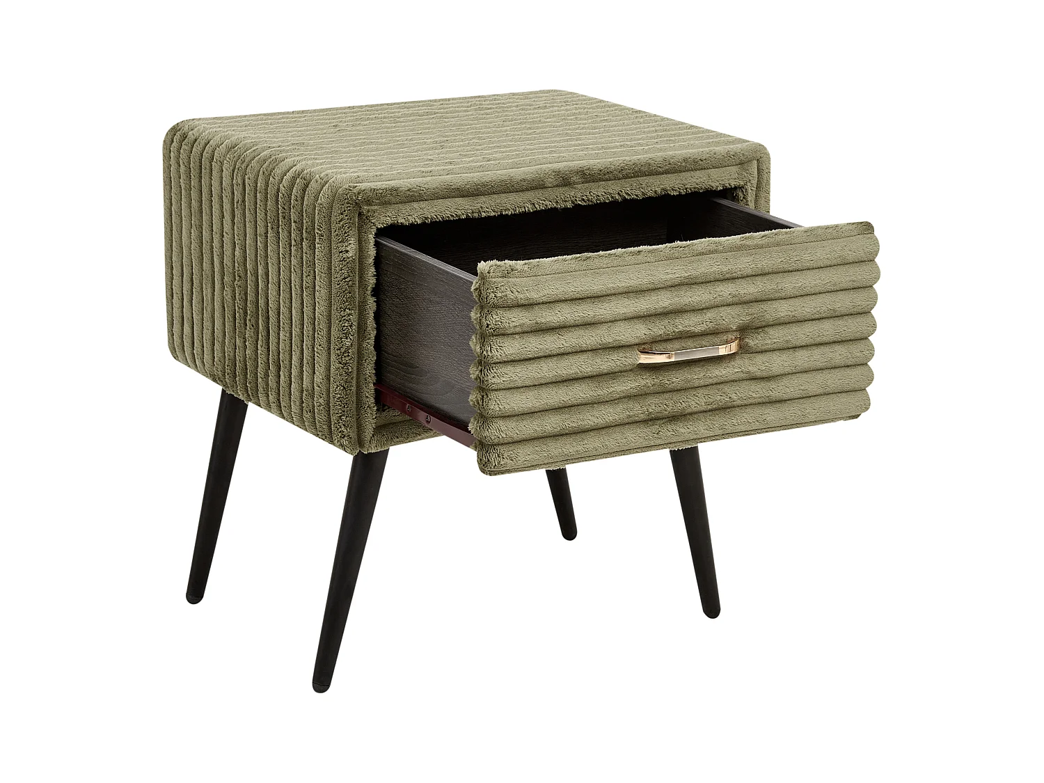 Table de nuit à 1 tiroir FLAYAT Velours côtelé Vert