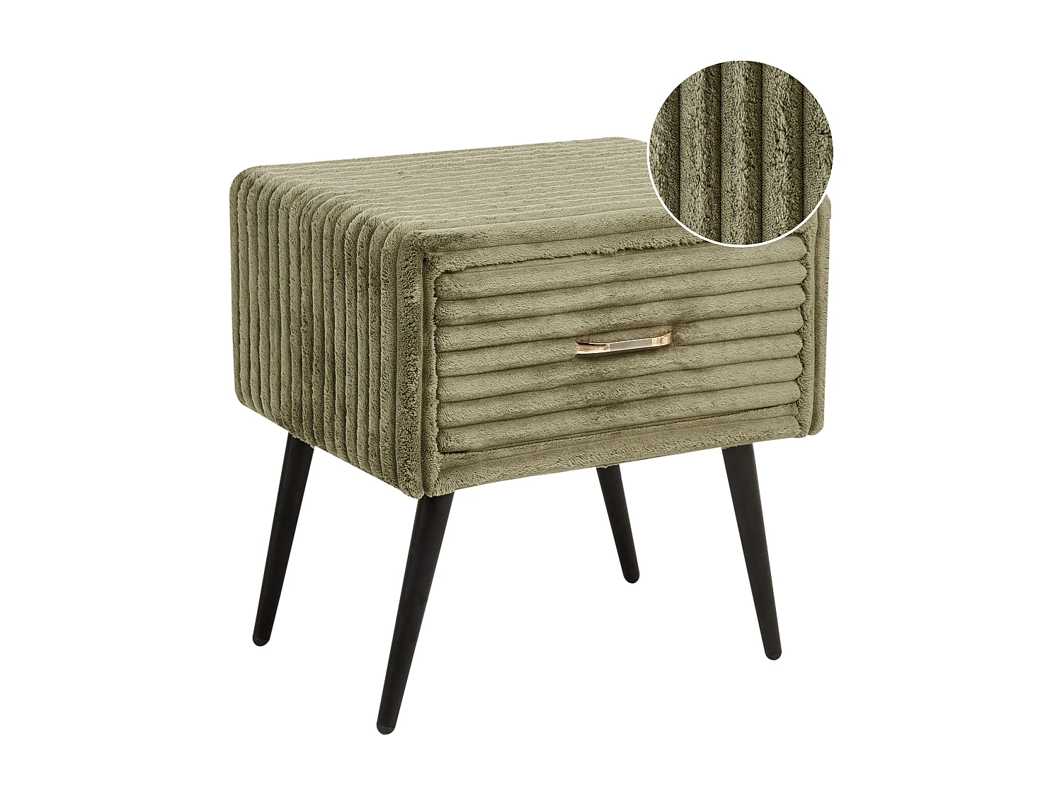 Nachttisch mit 1 Schublade FLAYAT Cord Grün