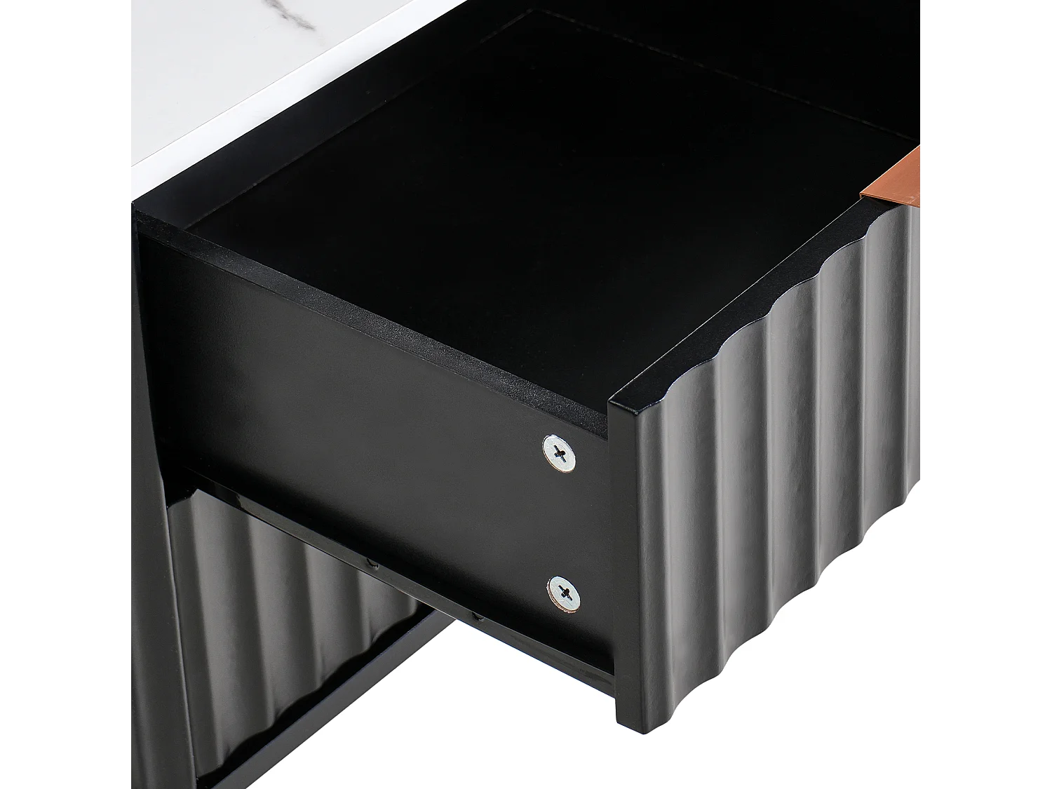 Table de nuit à 2 tiroirs GLASTONBURY Marbre/noir