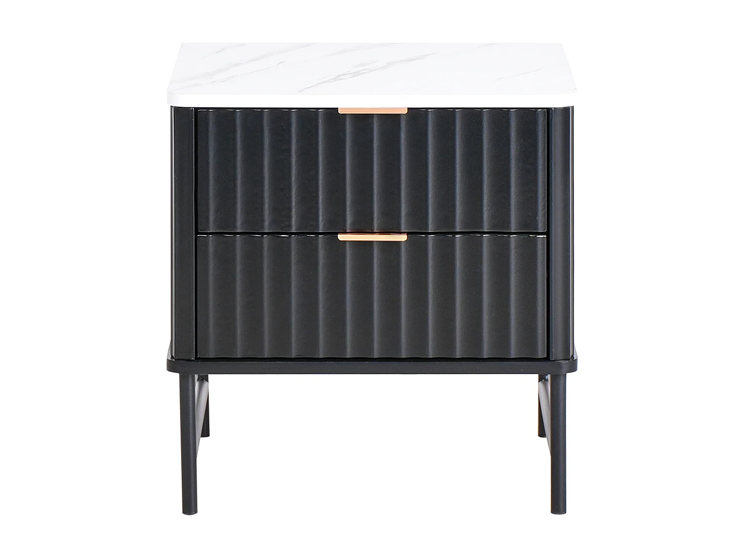 Szafka nocna 2 szuflady GLASTONBURY Marmur/ czarny