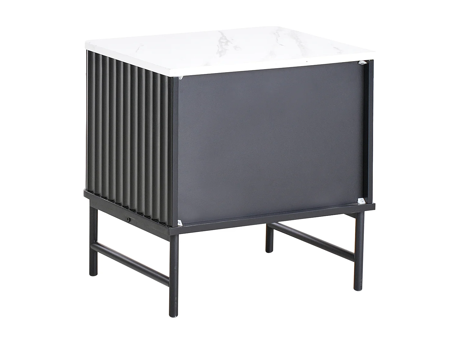 Szafka nocna 2 szuflady GLASTONBURY Marmur/ czarny