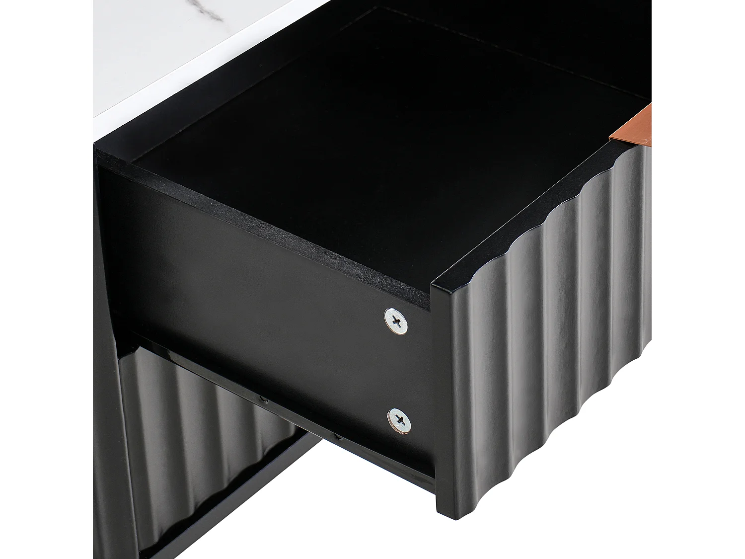 Szafka nocna 2 szuflady GLASTONBURY Marmur/ czarny