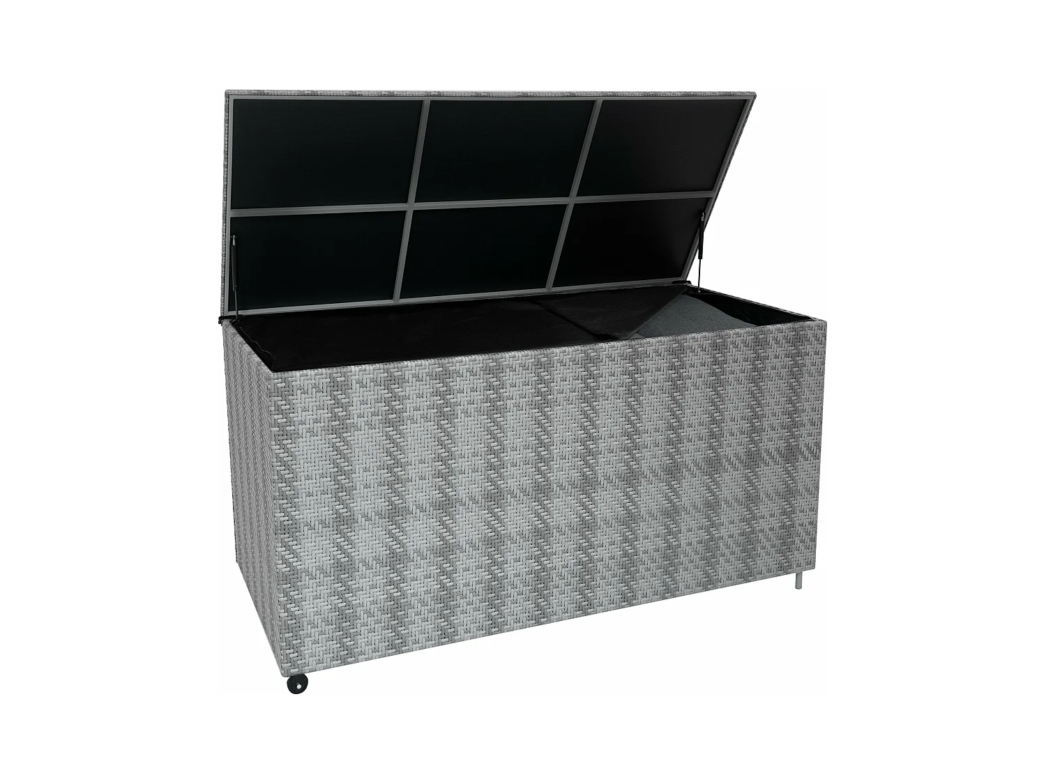Coffre de Rangement 700L en Rotin Gris Extérieur Coussin Large Terrasse