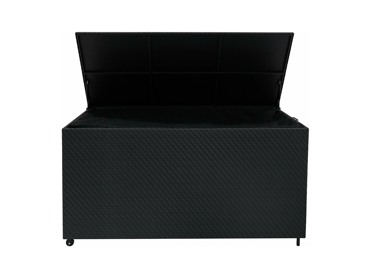 Baule Serafina in Rattan Nero 700L Per Esterno – con Ruote e Rivestimento