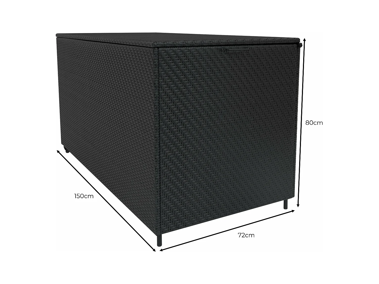 Baule Serafina in Rattan Nero 700L Per Esterno – con Ruote e Rivestimento