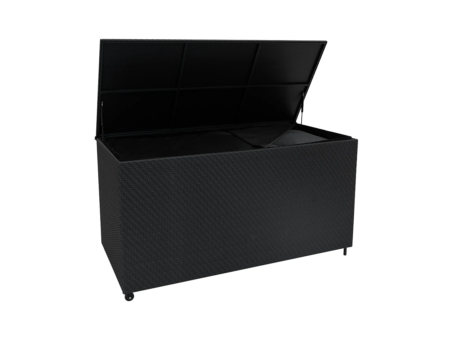 Baule Serafina in Rattan Nero 700L Per Esterno – con Ruote e Rivestimento