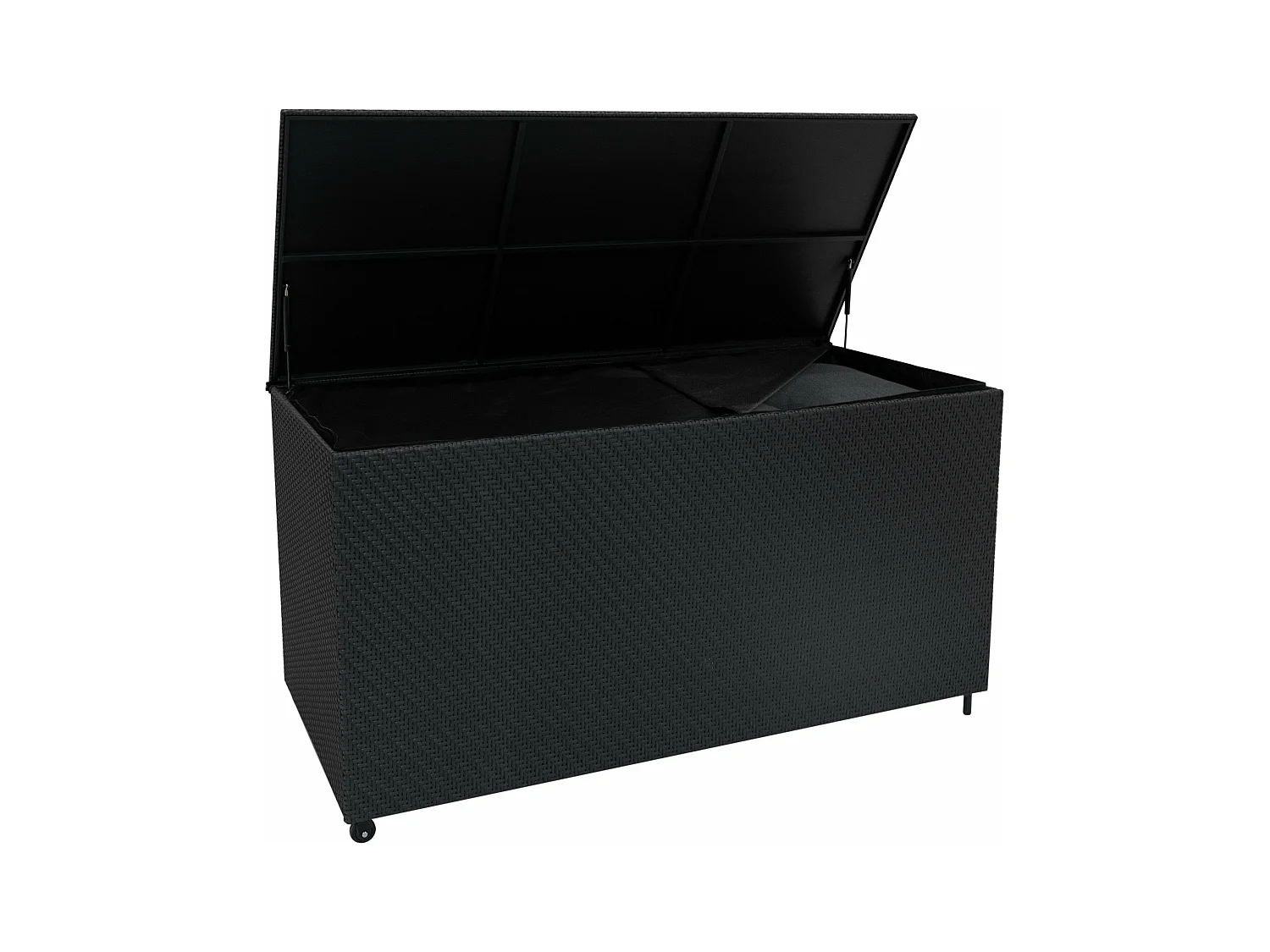 Coffre de Rangement 700L en Rotin Noir Extérieur Coussin Large Terrasse