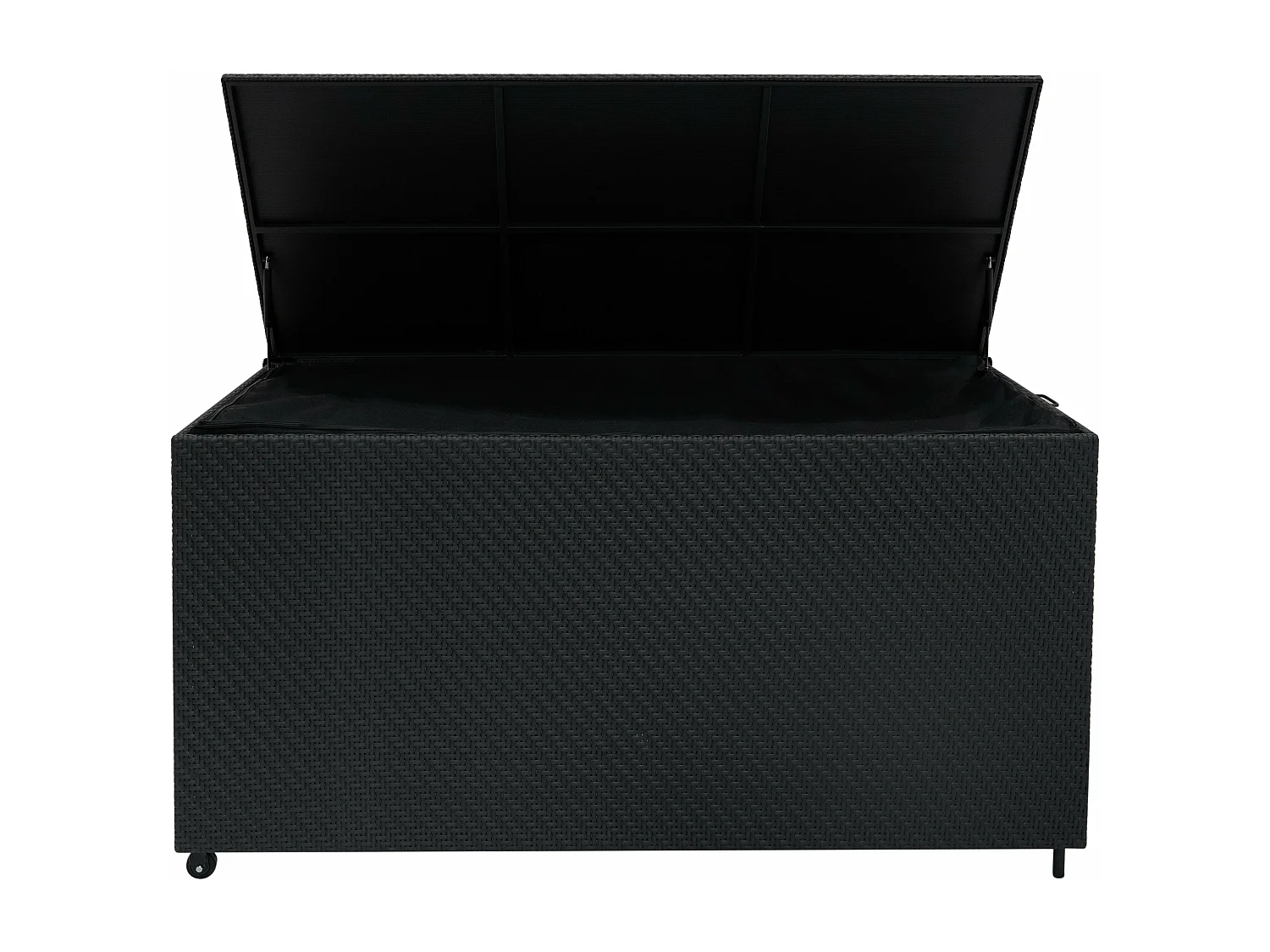 Coffre de Rangement 700L en Rotin Noir Extérieur Coussin Large Terrasse