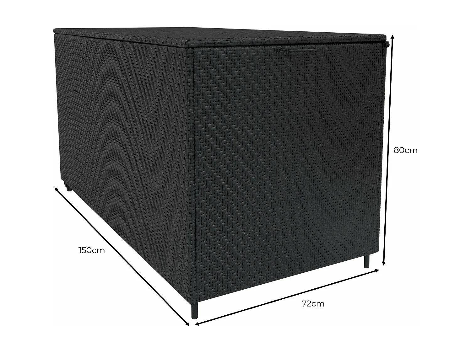 Coffre de Rangement 700L en Rotin Noir Extérieur Coussin Large Terrasse