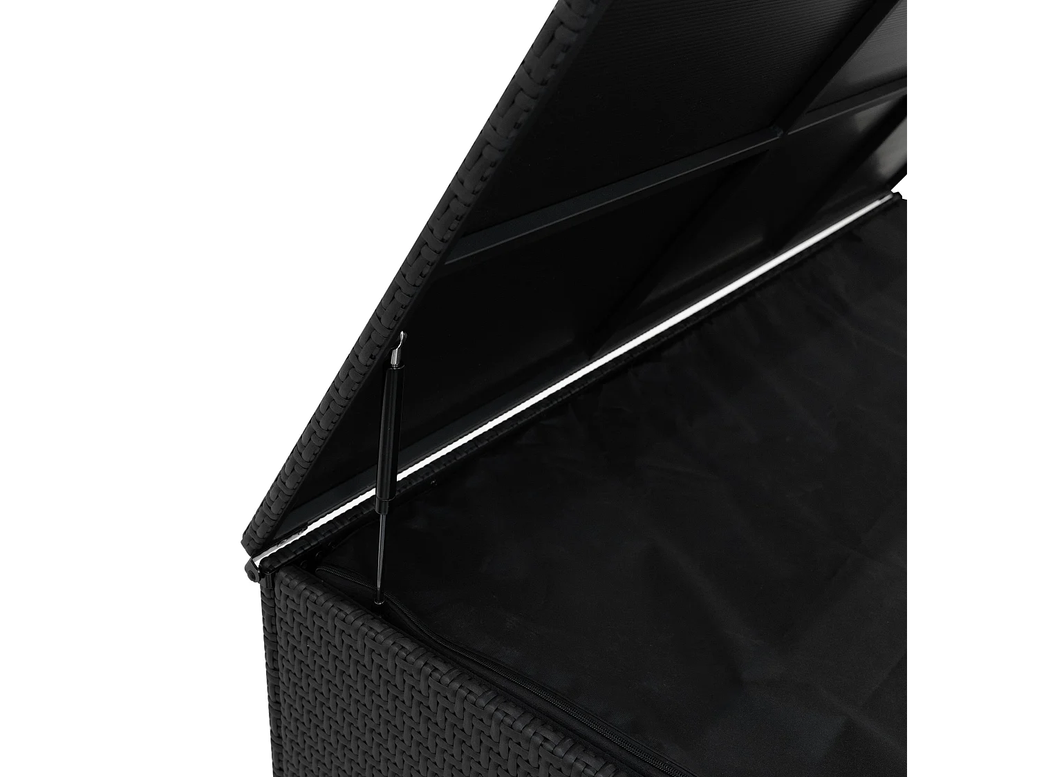 Coffre de Rangement 700L en Rotin Noir Extérieur Coussin Large Terrasse