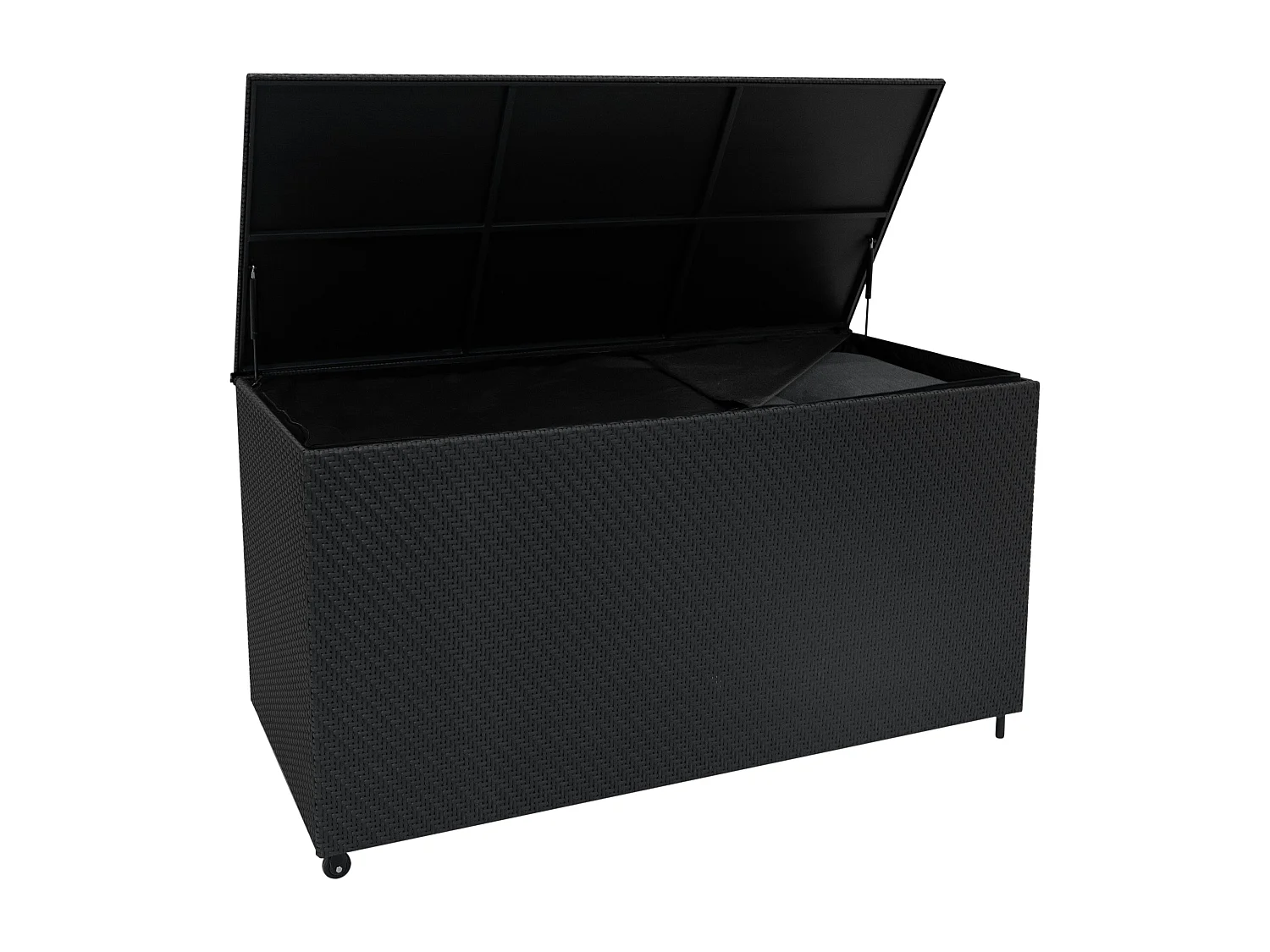 Coffre de Rangement 700L en Rotin Noir Extérieur Coussin Large Terrasse