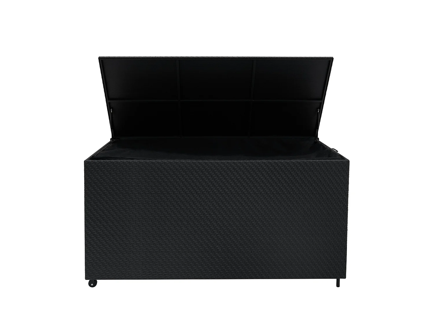 Rattan Garten-Aufbewahrungsbox Serafina Schwarz – 700L Kissenbox | Decken, Werkzeuge, Spielzeug & Möbel  Gasdruckfedern