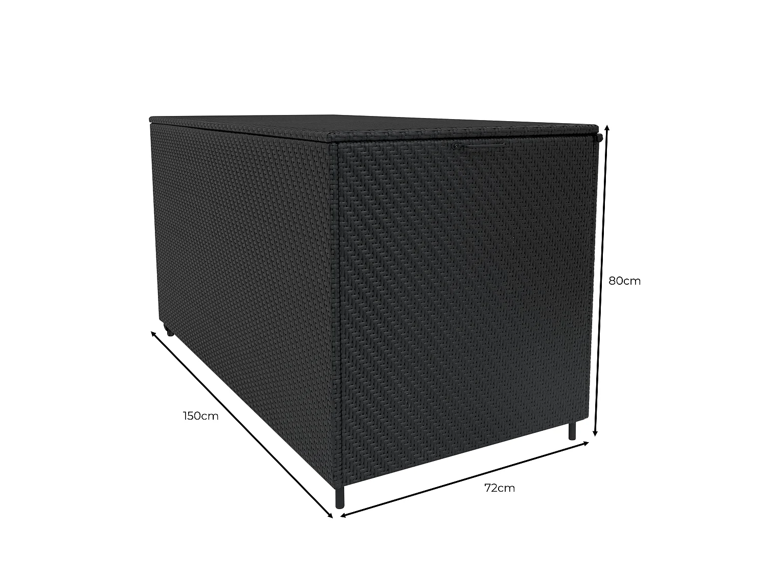 Rattan Garten-Aufbewahrungsbox Serafina Schwarz – 700L Kissenbox | Decken, Werkzeuge, Spielzeug & Möbel  Gasdruckfedern