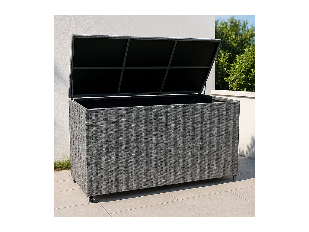 Rattan Garten-Aufbewahrungsbox Serafina Grau – 996L Kissenbox | Decken, Werkzeuge, Spielzeug & Möbel