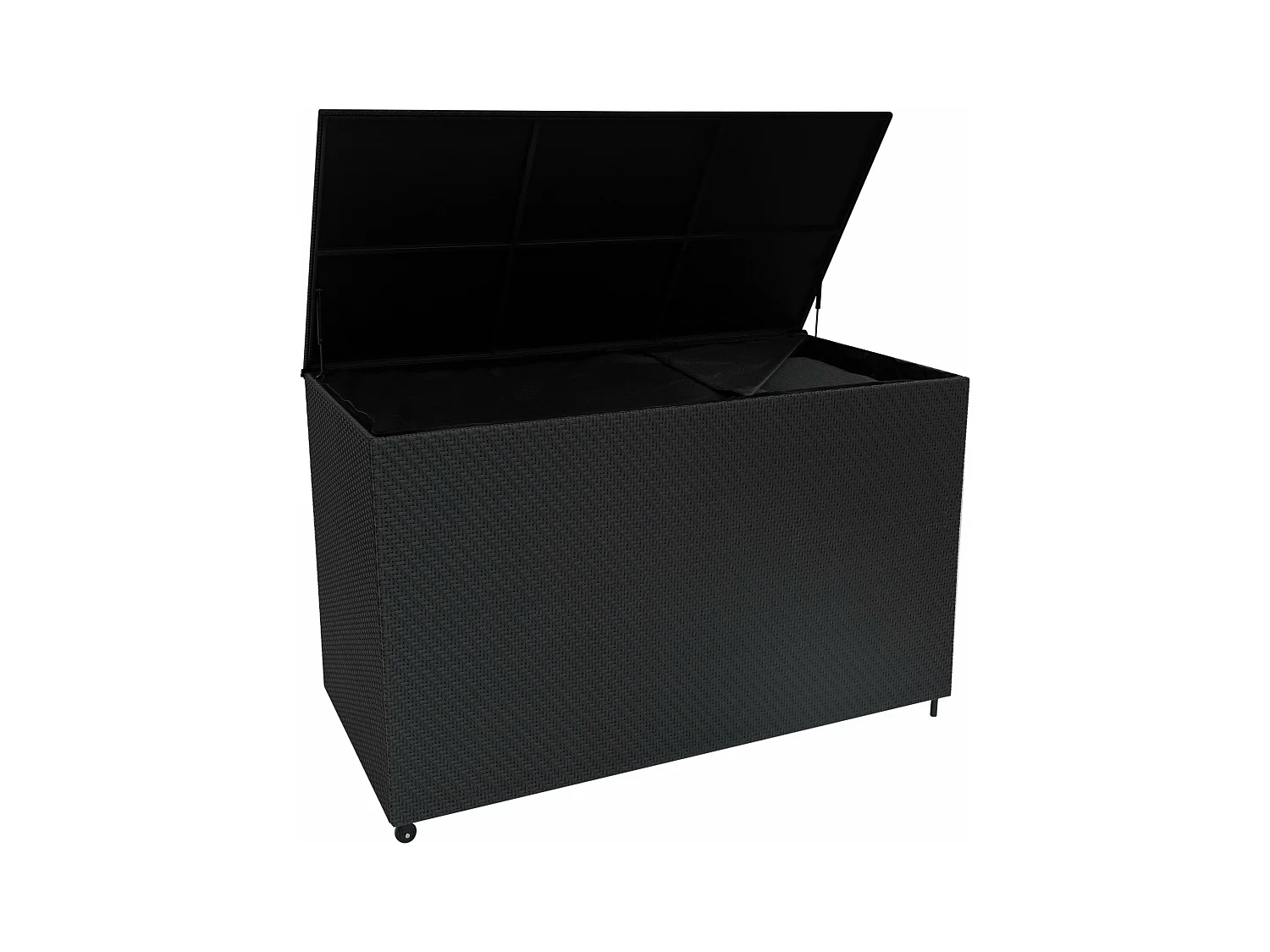 Baule Serafina in Rattan Nero 996L per Esterno – con Ruote e Rivestimento