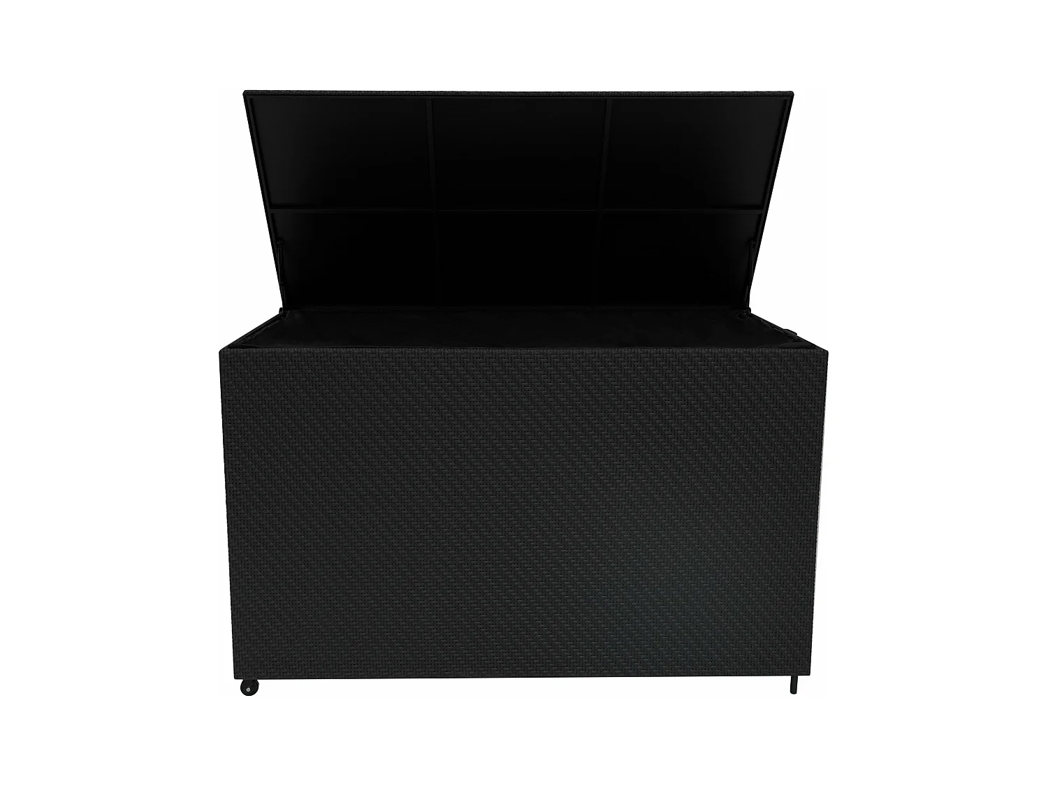 Baule Serafina in Rattan Nero 996L per Esterno – con Ruote e Rivestimento