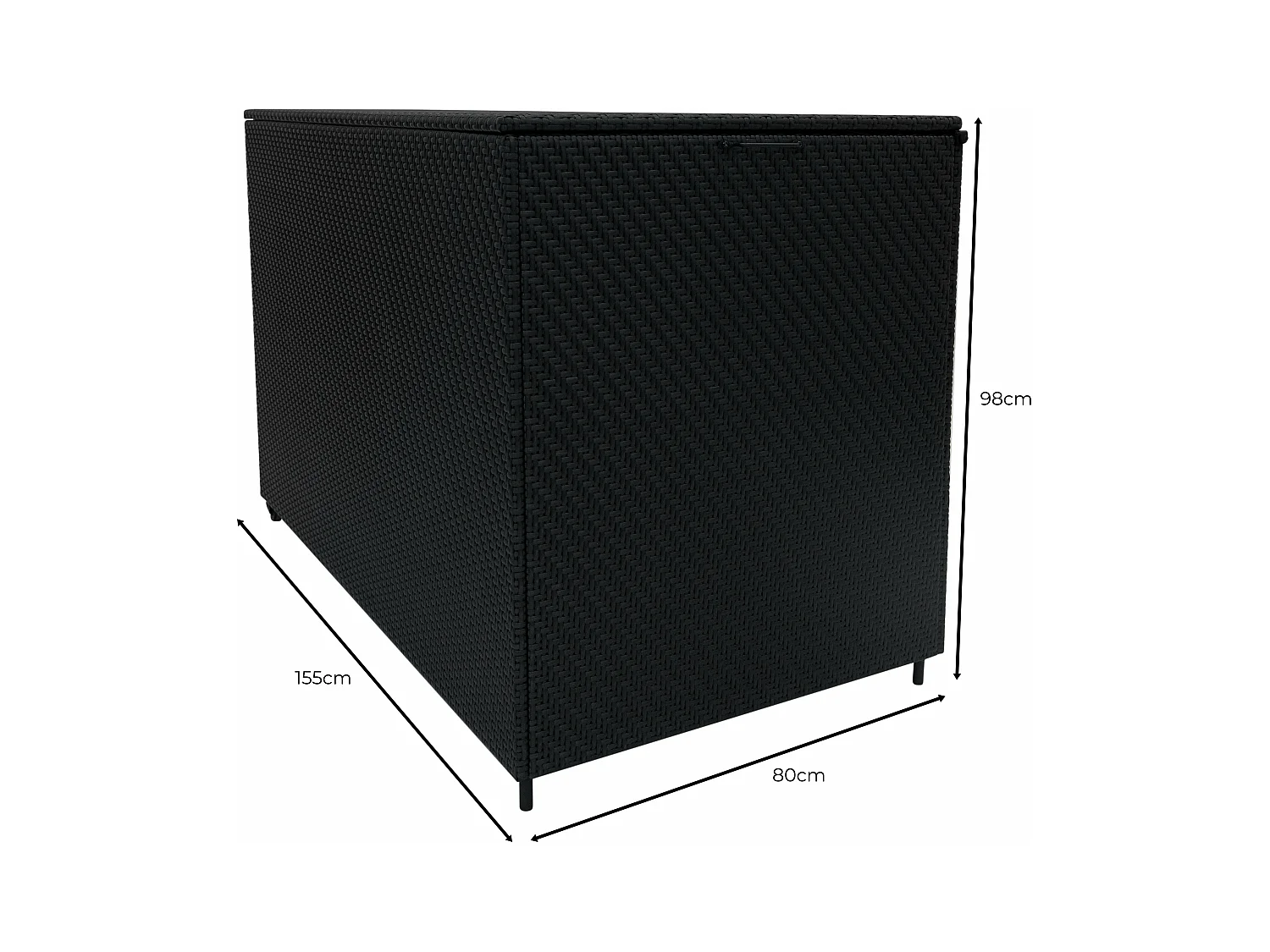 Baule Serafina in Rattan Nero 996L per Esterno – con Ruote e Rivestimento