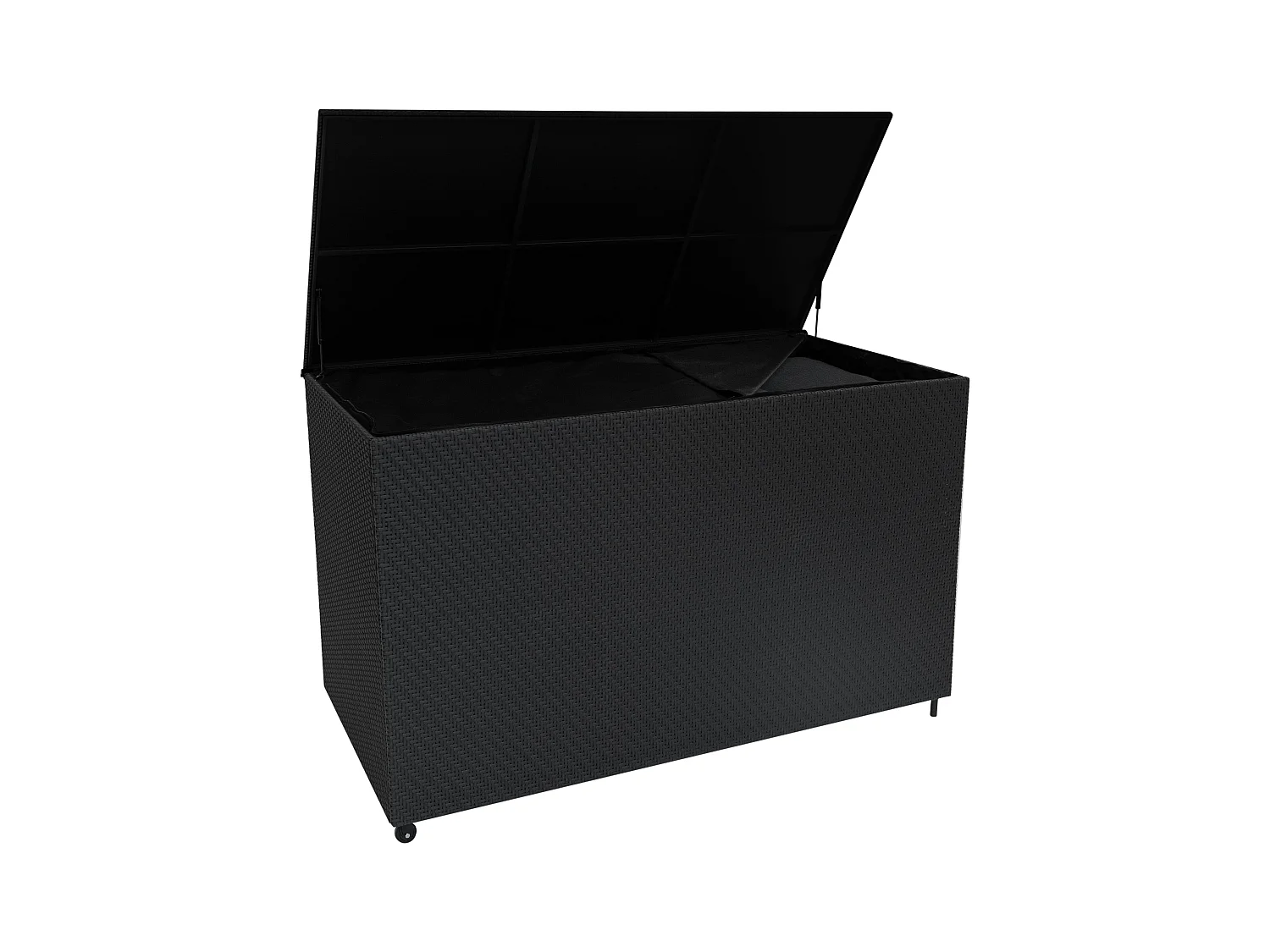 Baule Serafina in Rattan Nero 996L per Esterno – con Ruote e Rivestimento