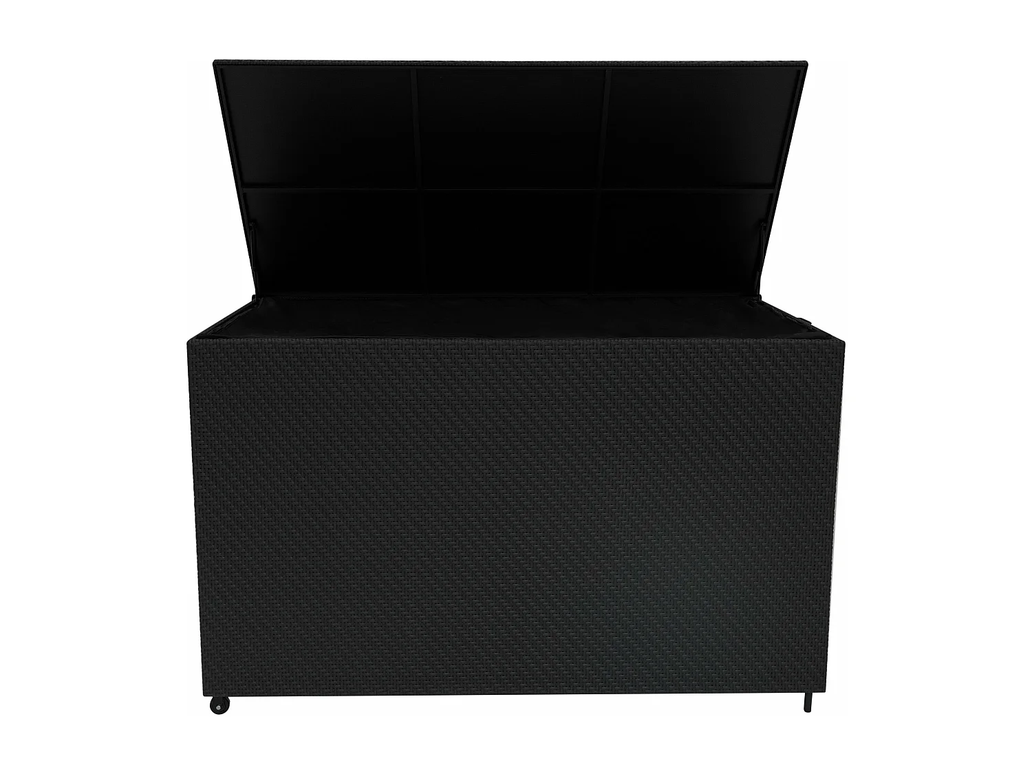 Coffre de Rangement 996L en Rotin Noir Extérieur Coussin Large Terrasse