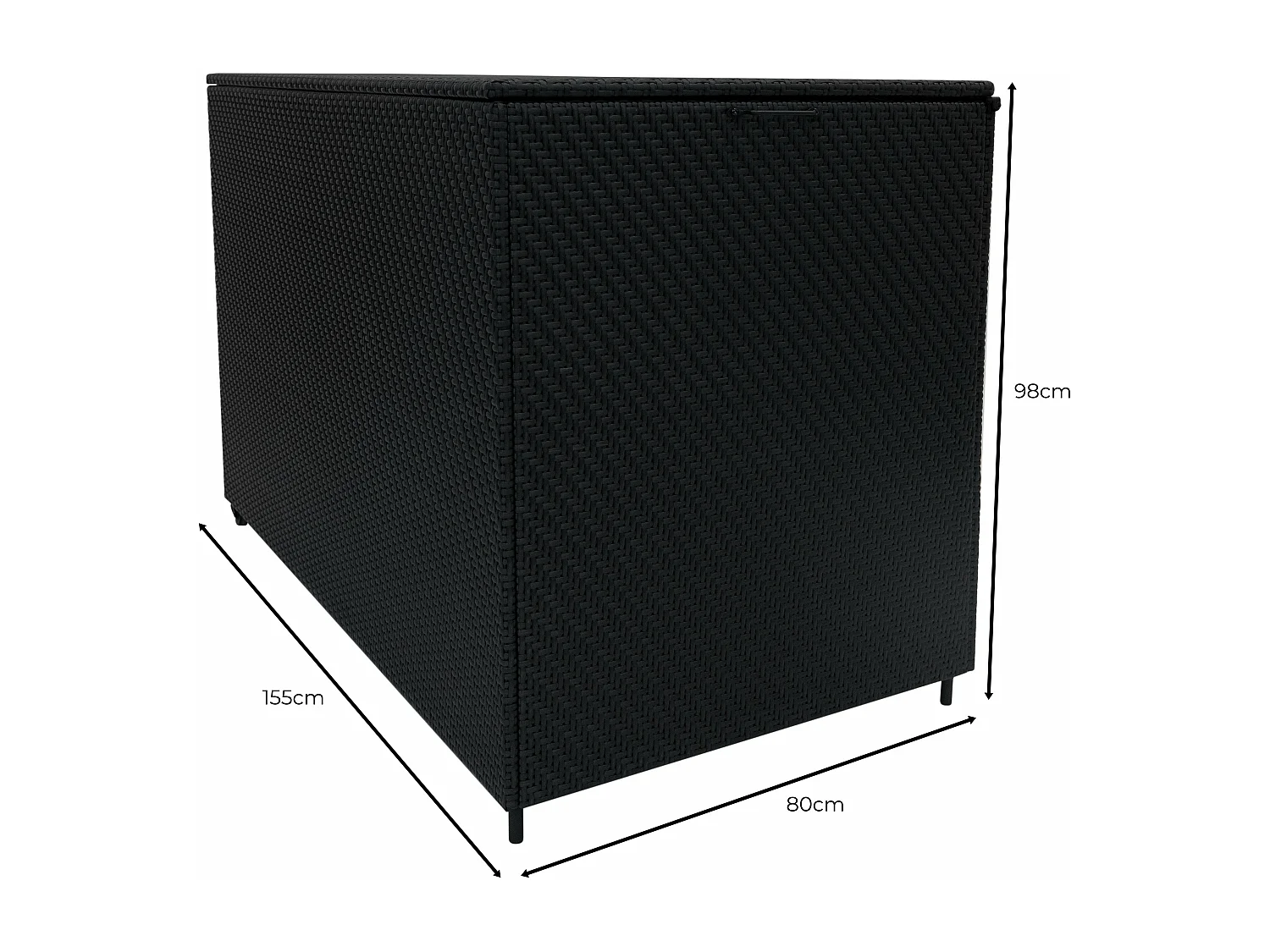 Coffre de Rangement 996L en Rotin Noir Extérieur Coussin Large Terrasse