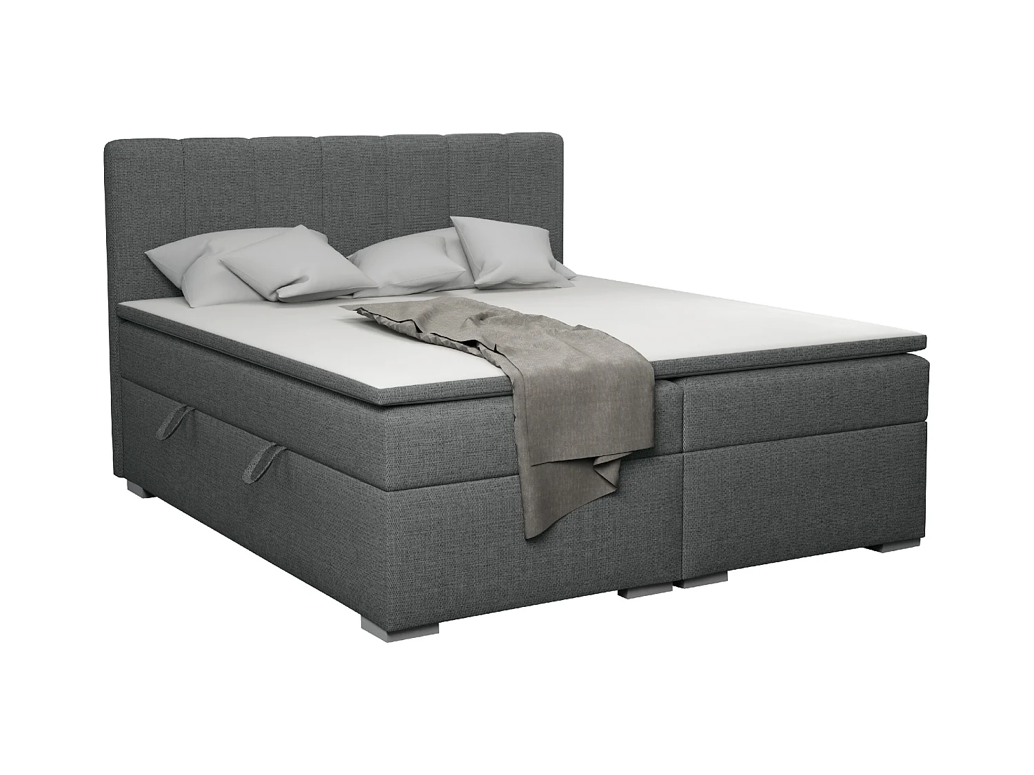 BOXSPRINGBETT mit Topper Monaco 160x200 cm, Dunkelgrau (Inari 94)